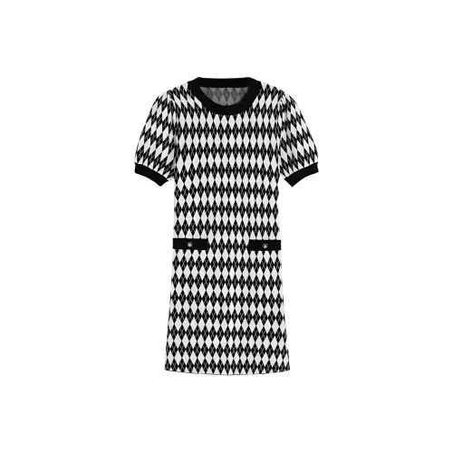 BEBE SS23 Короткий рукав Платье Женское Черный Белый