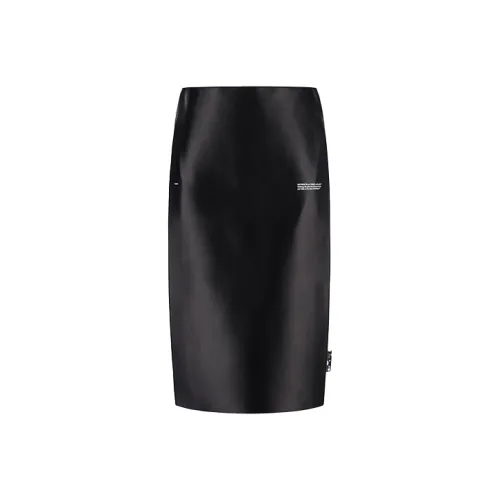 Off Белый FW21 Черный Женские Кожаные Длинные Юбки