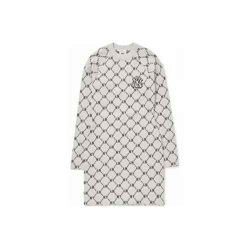 MLB Old Flower Белое Женское Длинное Платье с Рукавами