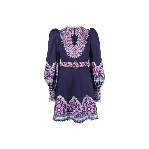 Zimmermann FW22 Длинное Платье с Длинными Рукавами Женское Фиолетовое