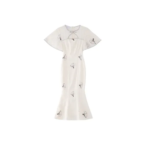 JINYE ORIENTAL Платье Женское Бежевое