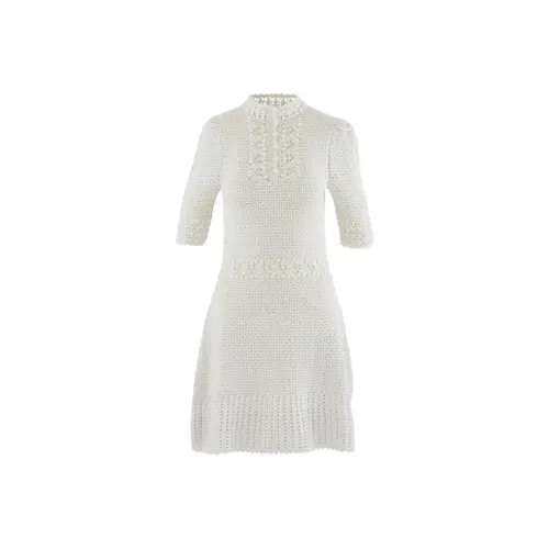 CELINE Белое Женское Короткое Платье с Рукавами