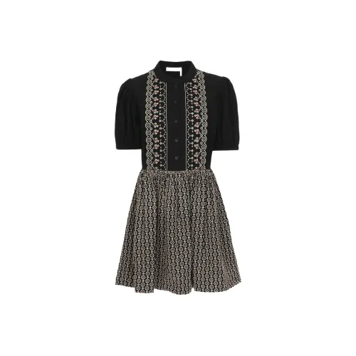 SEE BY CHLOE Черное Женское Короткое Платье с Рукавами
