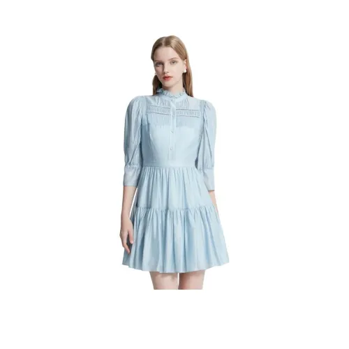 Caroline Короткий рукав Платье Женское Морская соль Синий