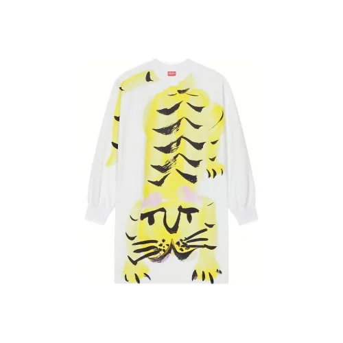 Kenzo X Nigo FW22 Drop2 Белое Женское Длинное Платье с Рукавами