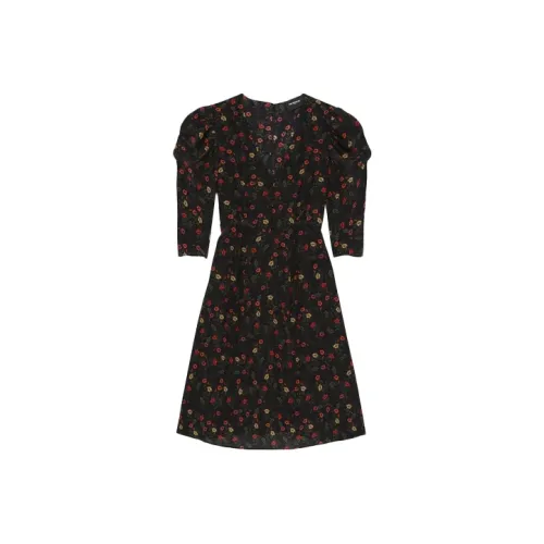 THE KOOPLES Черное Женское Короткое Платье с Рукавами