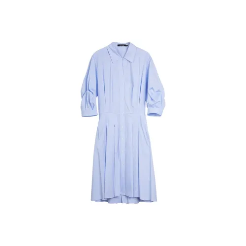 ELLE Лето Короткий Рукав Юбка Женская Синяя