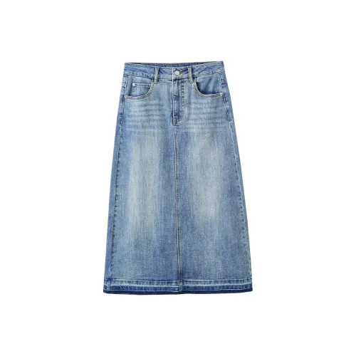 AMII Denim Long Skirt Women's Denim Blue