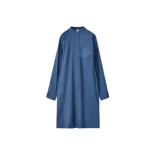 LOEWE Blue Женские Короткие Платья с Рукавами