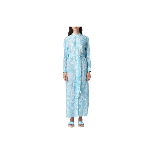 ETRO Синий Женские Длинные Платья с Рукавами