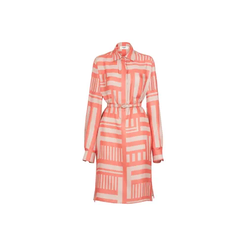 FENDI SS24 Длинное платье с длинными рукавами женское розовое