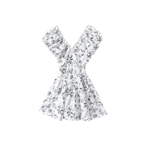 Mu Qingqing Короткий рукав Платье Женское Белое