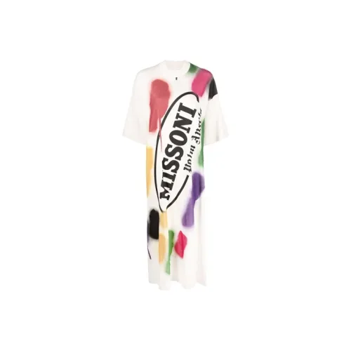 PALM ANGELS Белое Женское Короткое Платье с Рукавами