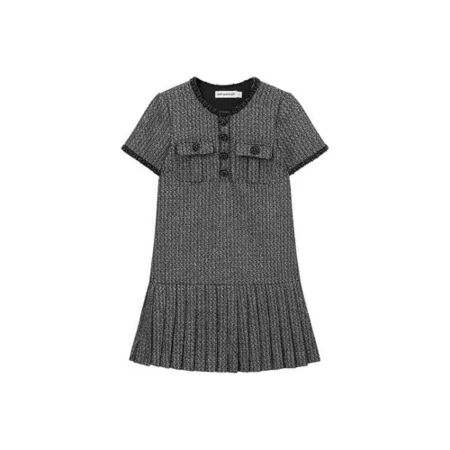 Self Портрет Короткий рукав Платье Женское Серый Смешанный цвет