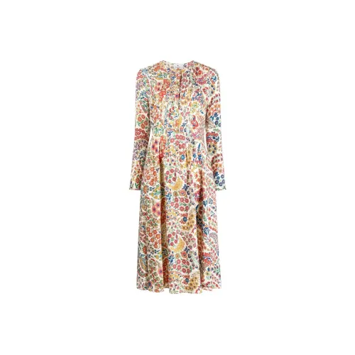 ETRO Желтые Женские Длинные Платья с Рукавами