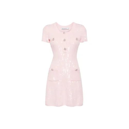 Self Portrait Короткий рукав Платье Женское Розовый