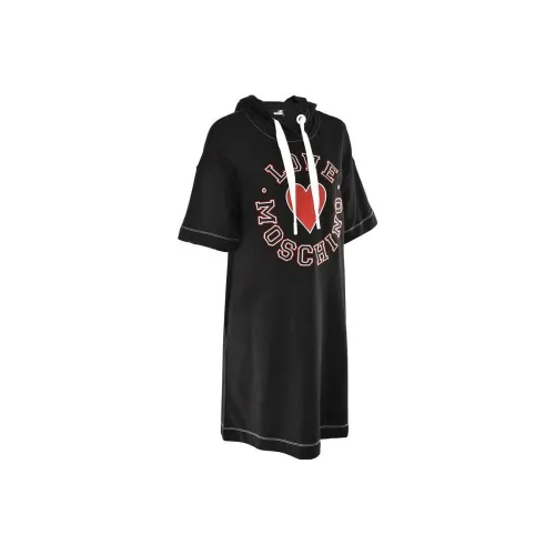 MOSCHINO Черные Женские Короткие Платья с Короткими Рукавами