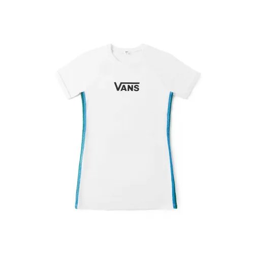 VANS Белое Женское Короткое Платье с Рукавами