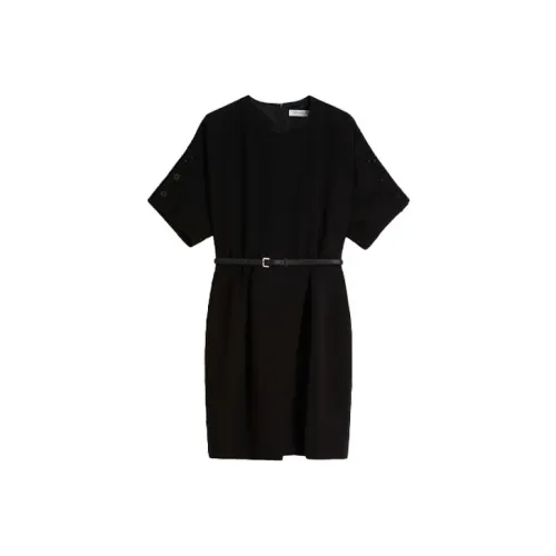 WEEKEND MaxMara Черное Женское Короткое Платье с Рукавами