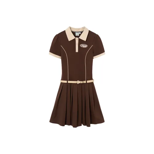 EPTISON WOMAN Кофе Женские Короткие Платья с Рукавами