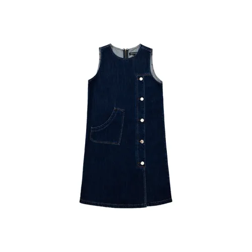 SOON FLOWER Без рукавов Платье Осенний Женский Темно-синий