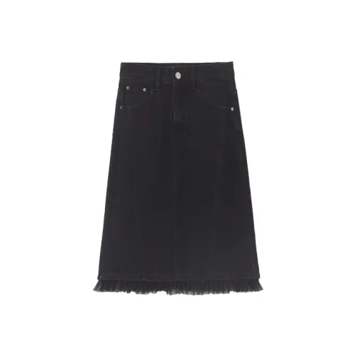 HIPPIEMISS Denim Long Skirt Women's Black