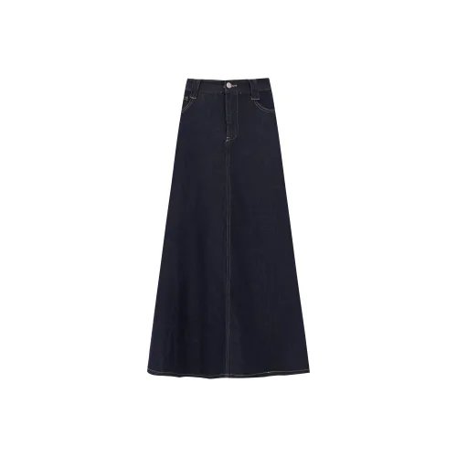 Jenna Chun Denim Long Skirt Women's Dark Blue Джина Jenna Chun длинная юбка женский темно-синий