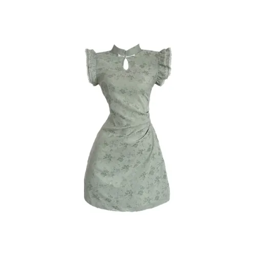 ZUKIZUKI Короткий рукав Платье Женское Зеленое