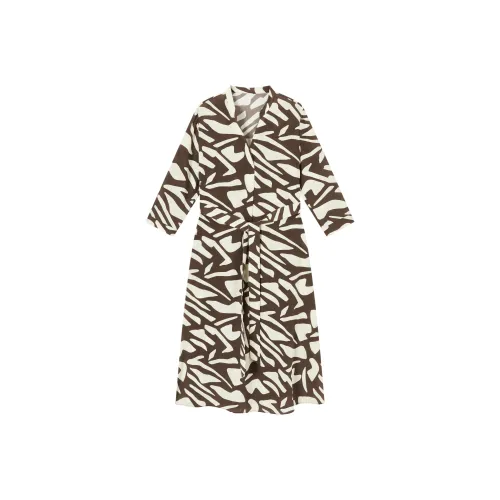 FINITY Длинное платье с длинными рукавами женское абрикосовый кофейный