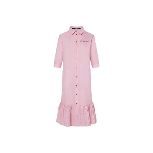 KARL LAGERFELD Короткий рукав Платье Женское Розовое