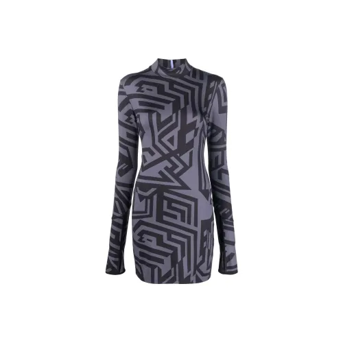 McQ Alexander McQueen Длинное платье с длинными рукавами женское серо-фиолетовое