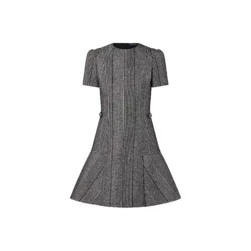 LOUIS VUITTON Короткое платье с короткими рукавами женское серое