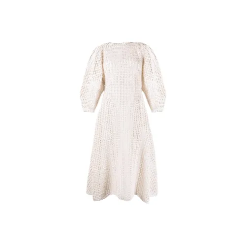 JIL SANDER Белое Женское Длинное Платье с Рукавами
