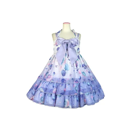 ANGELIC PRETTY Белый фиолетовый Jsk+Боковая сторона Clip Набор Женские Платья без рукавов