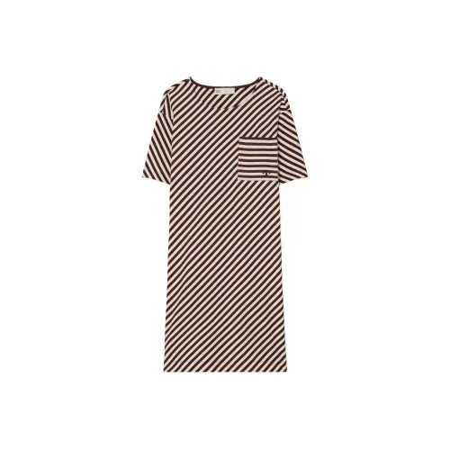 Tory Burch Кремово-белые Женские Платья с Коротким Рукавом