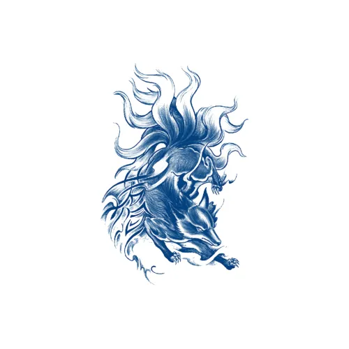 LIEJI Пламя Волк Восклицает К Луне Травяной Временные татуировки