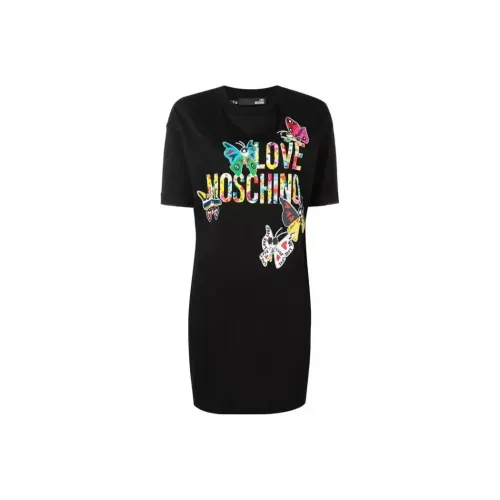 MOSCHINO Черное Женское Короткое Платье с Рукавами