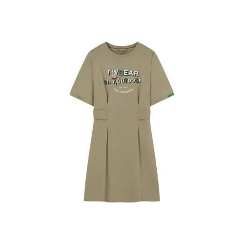 Teenie Weenie Армейский зеленый Женские Короткие Платья с Рукавами