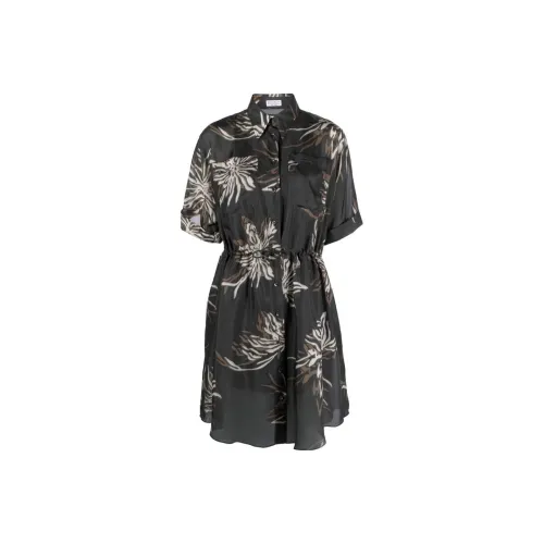 BRUNELLO CUCINELLI Короткое платье с короткими рукавами женское черное