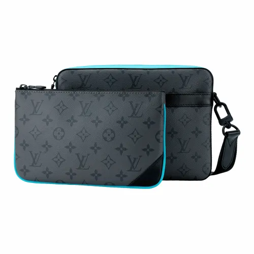 LOUIS VUITTON Trio Покрытый холст с коровья кожа комбинированная 3 в 1 сумка через плечо мужская бирюзовая