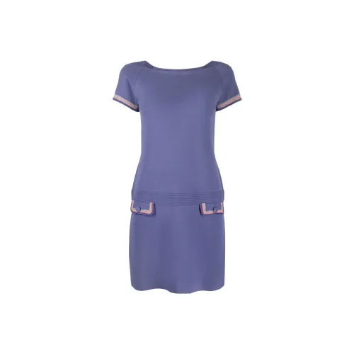 EMPORIO ARMANI Короткое платье с короткими рукавами женское фиолетовое