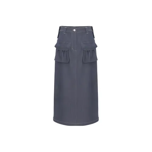CONCISE WHITE SS24 Denim Long Skirt Women's Dark Blue