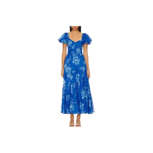 FREE PEOPLE SS24 Короткое платье с короткими рукавами цветовая схема "Сапфировый синий" женское