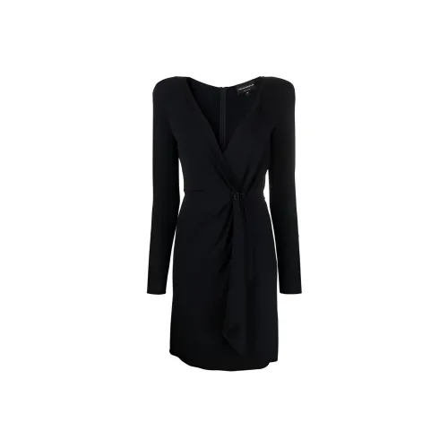 EMPORIO ARMANI SS21 Длинное платье с длинными рукавами женское черное