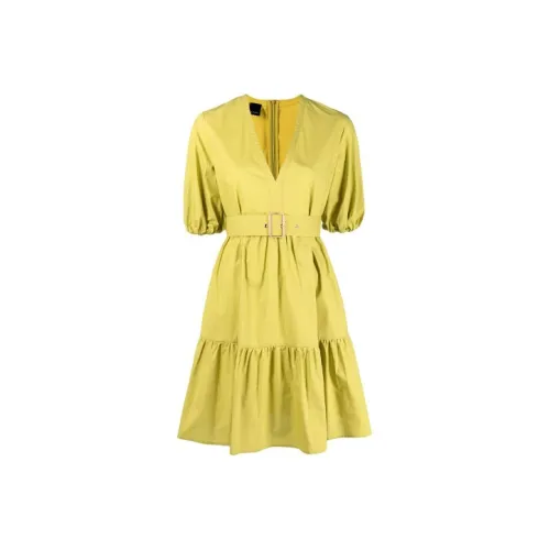 PINKO Желтые Женские Короткие Платья с Рукавами