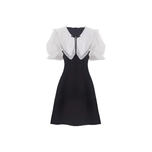 JINYE ORIENTAL Короткое платье с короткими рукавами женское черное