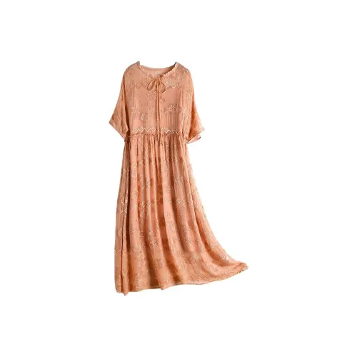 Beast King Короткий рукав Платье Женское Розовый