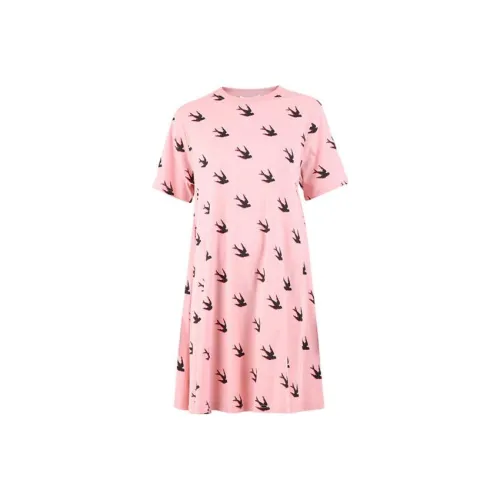 Alexander McQueen Розовые Женские Платья с Коротким Рукавом