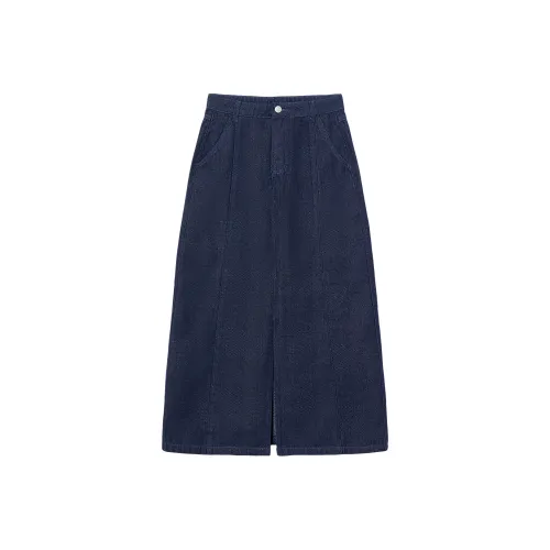 DIALOGUE Темно-синий Женские джинсовые длинные юбки