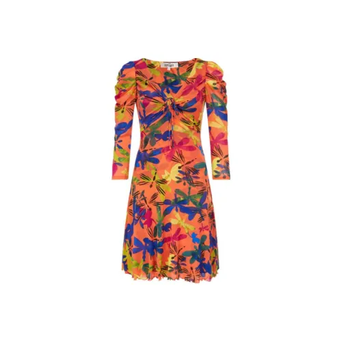 DVF Diane Von Furstenberg Длинное платье с длинными рукавами женское многоцветное